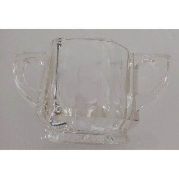 Vintage Glass Crystal ? Sugar Candy Nut Condiment Dish Bowl Double Handle - Picture 2 of 9
